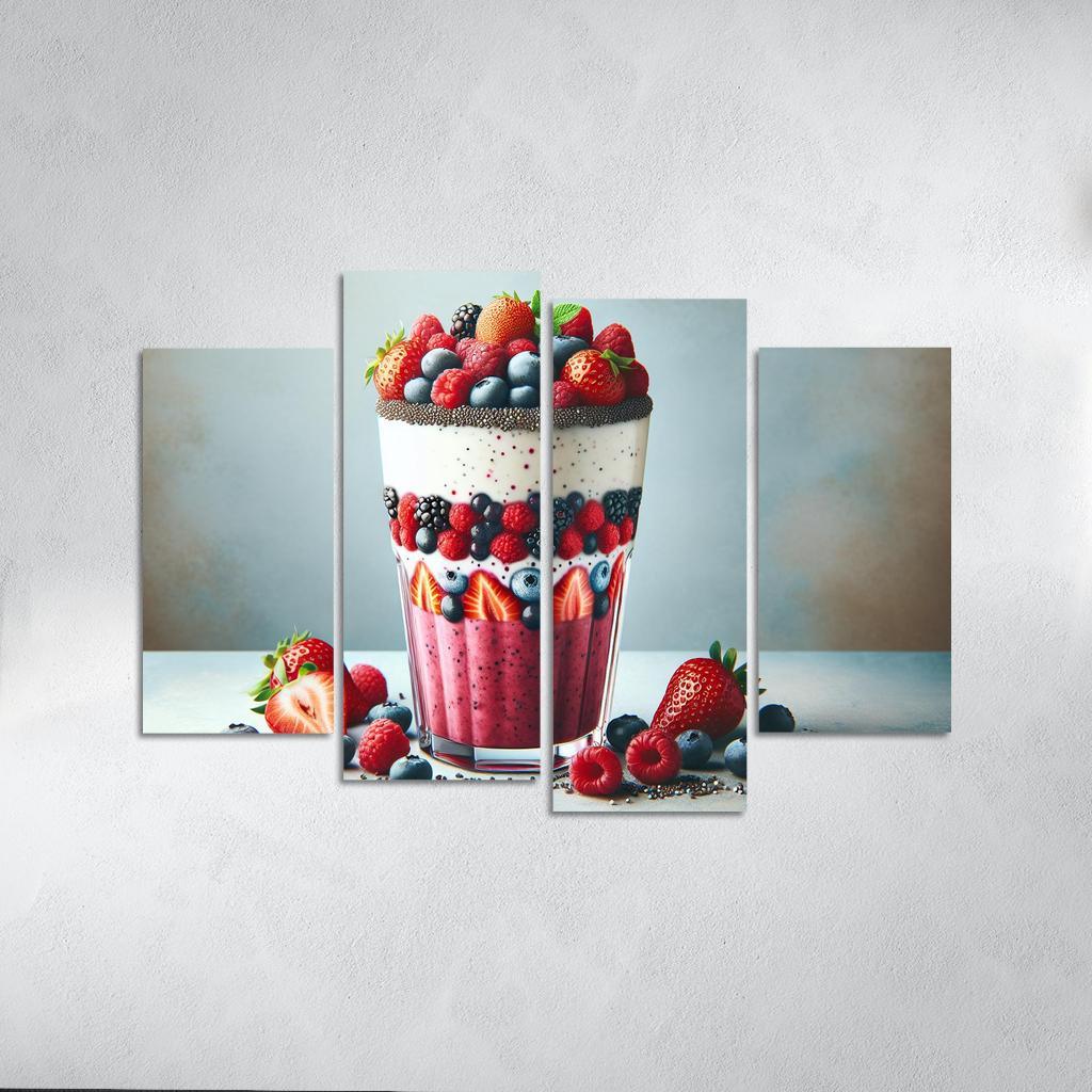 Almond Berry Bliss Smoothie 4 Piece HD Canvas Wall Art-Original Frame