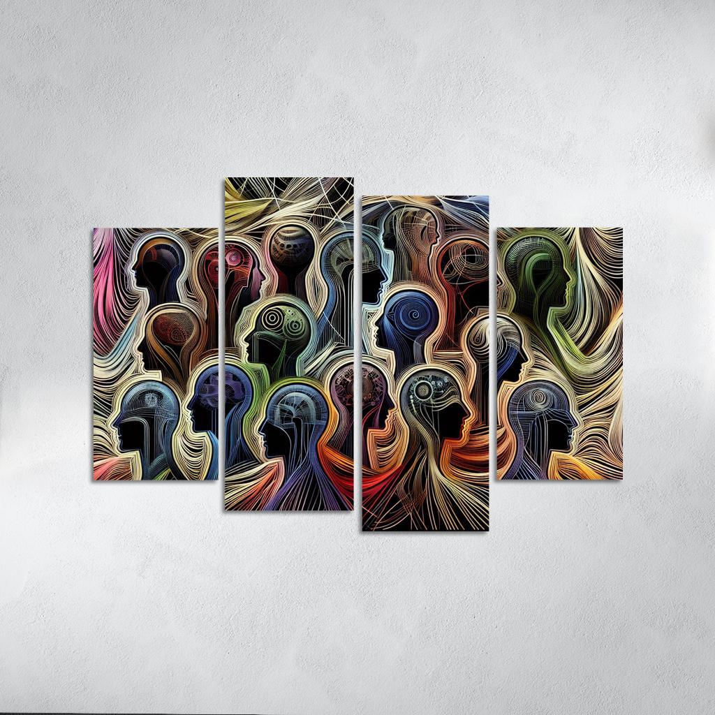 Threads of Resilience Art on Mental Health Awareness 4 Piece HD Canvas Wall Art-Original Frame