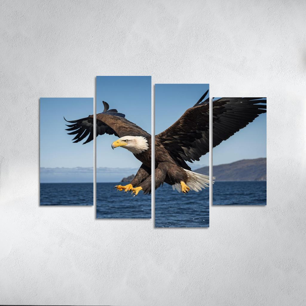 The Majestic Steller's Sea Eagle By The Sea Framed Paintings