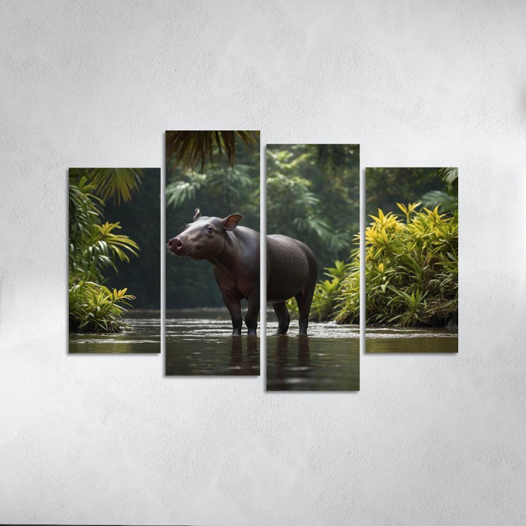 The Playful Baird's Tapir In The Rainforest Framed Paintings