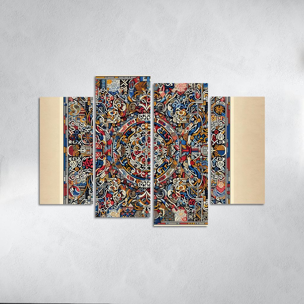 Cultural Mosaic Celebrating Diversity and Heritage 4 Piece HD Canvas Wall Art-Original Frame