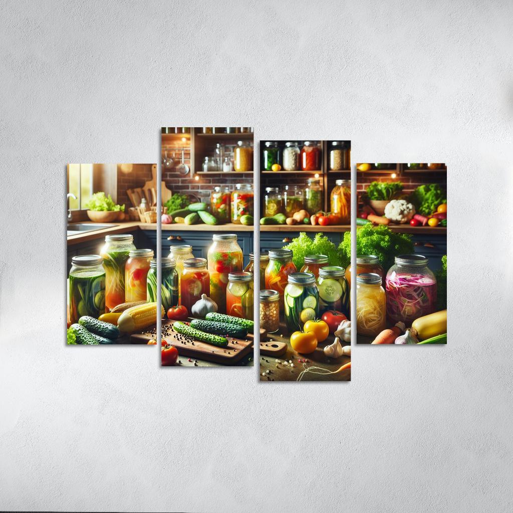 Fermentation Arts Crafting Your Own Probiotics 4 Piece HD Canvas Wall Art-Original Frame