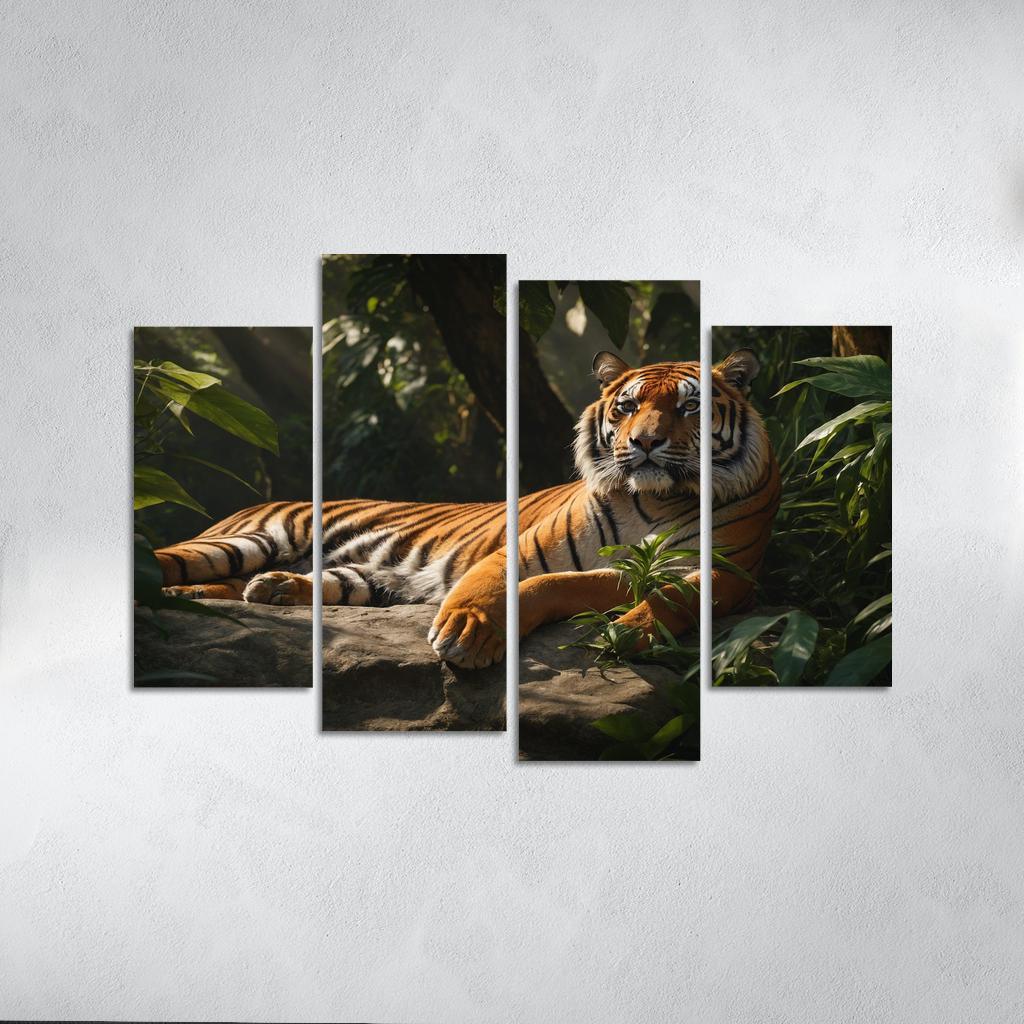 The Regal Bengal Tiger In The Jungle Canvas Paintings Frame