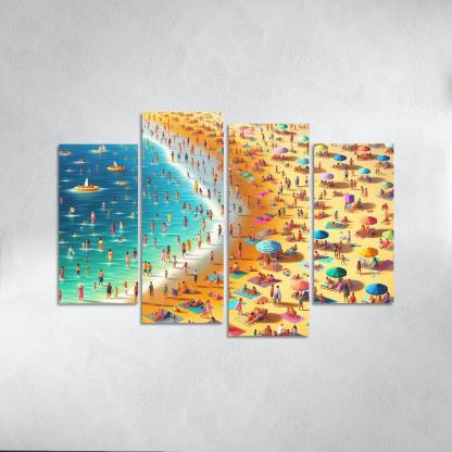 Sunny Shores Golden Beach Haven Abstract Paintings Frame