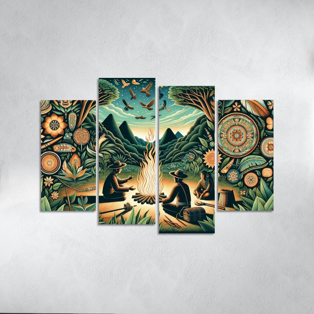 Echoes of the Past Preserving Indigenous Cultures 4 Piece HD Canvas Wall Art-Original Frame