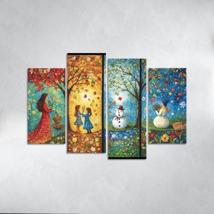 Seasons Of Growth Nurtured By A Mothers Care Custom Paintings Frame