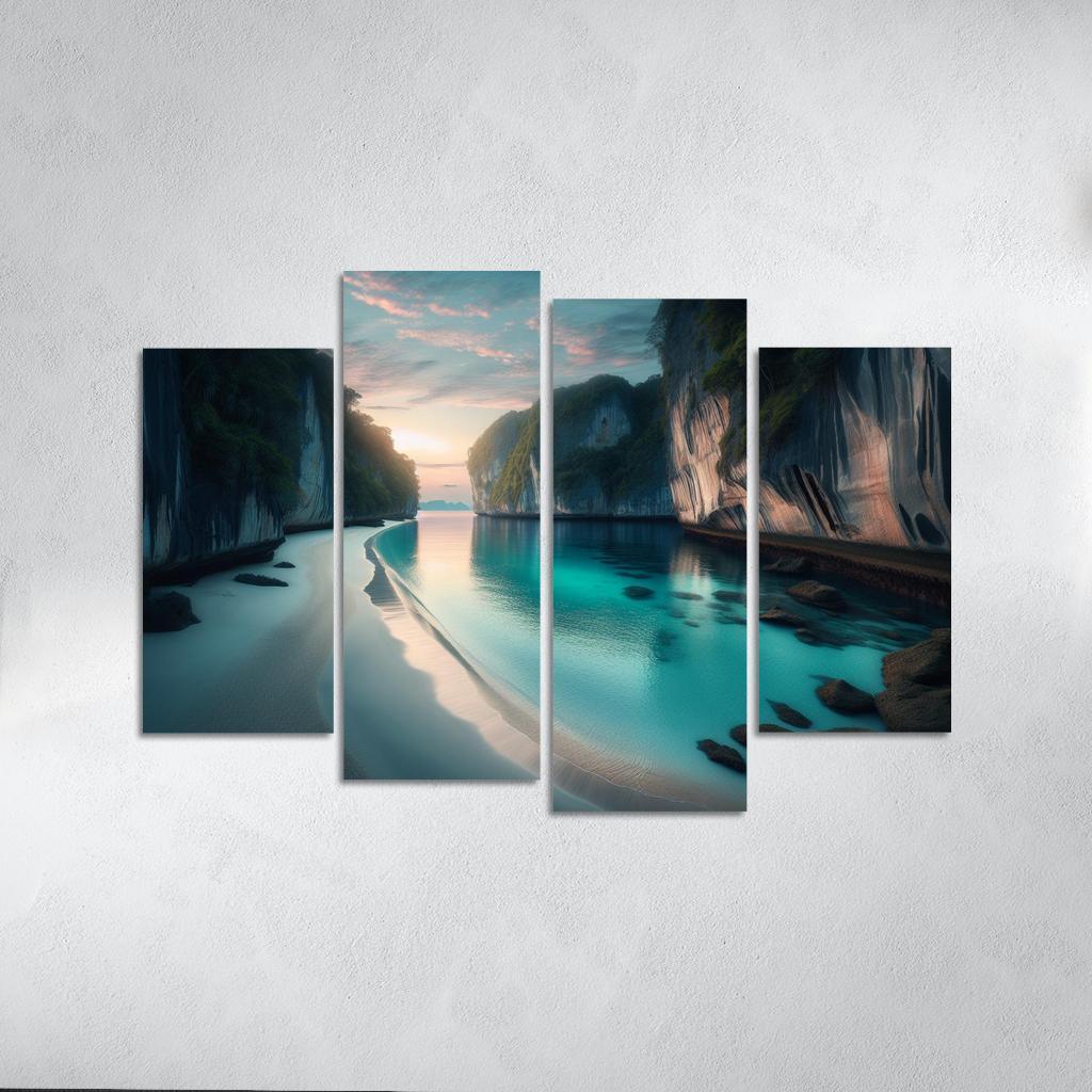 Silver Beach Escape Modern Paintings Frame