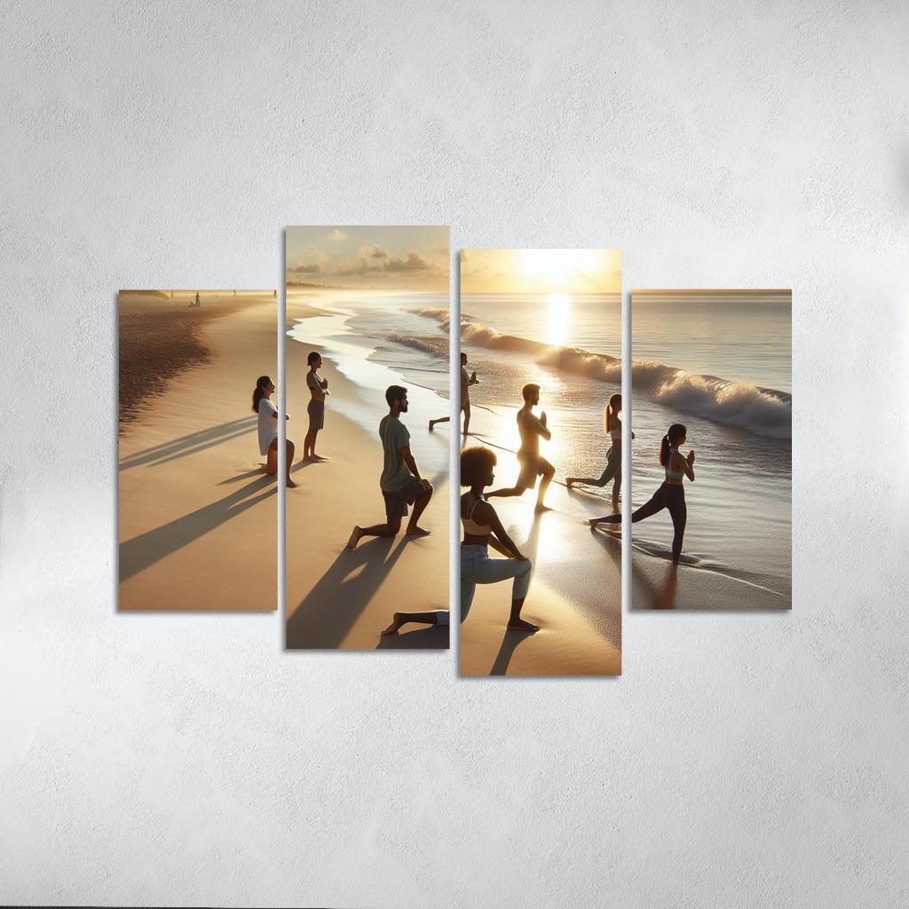 Tranquil Waters Yoga Beach Retreat Multi-panel Paintings