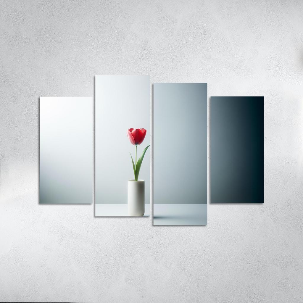 Botanical Minimalism A Single Stem Elegance 4 Piece HD Canvas Wall Art-Original Frame
