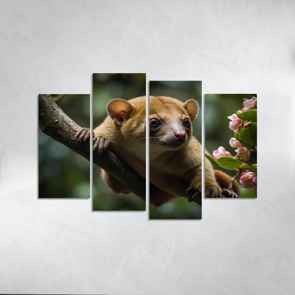 The Exotic Kinkajou In The Rainforest Canopy Framed Paintings