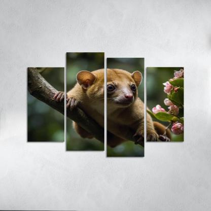 The Exotic Kinkajou In The Rainforest Canopy Framed Paintings