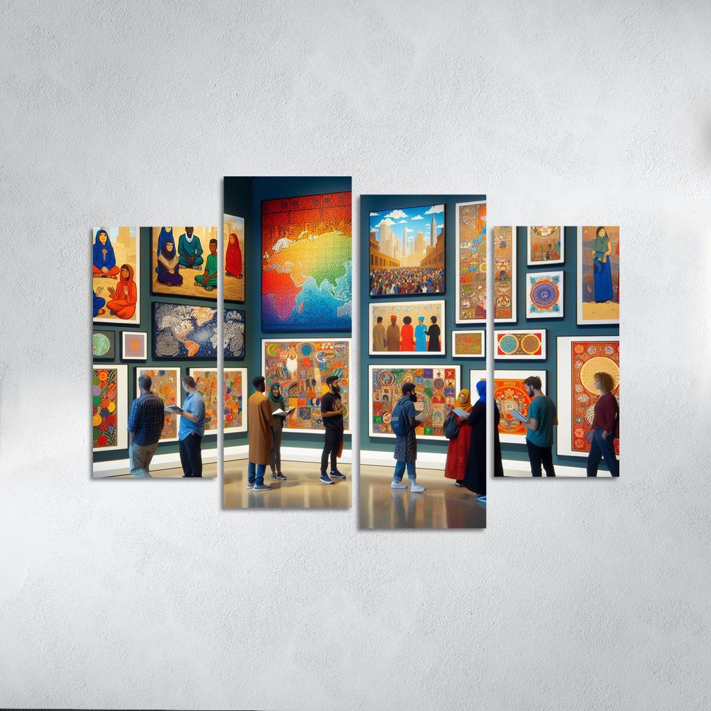 Bridging Cultures Artistic Exploration Of Global Heritage Multi-panel Paintings
