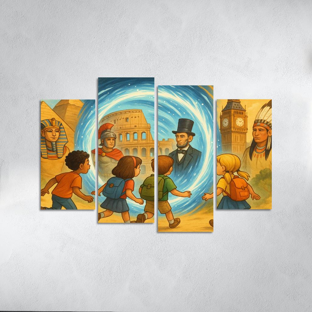 Time Travelers - History Adventure Framed Paintings