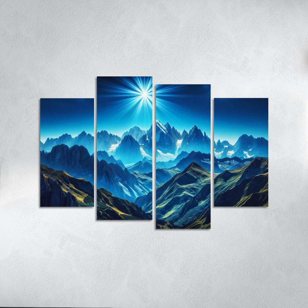 The Majestic Peaks Of Azure Mountain Range Custom Paintings Frame