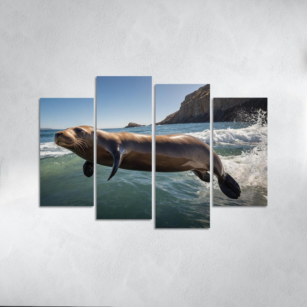 The Playful Sea Lion Charismatic Acrobats Of The Coast Modern Paintings Frame