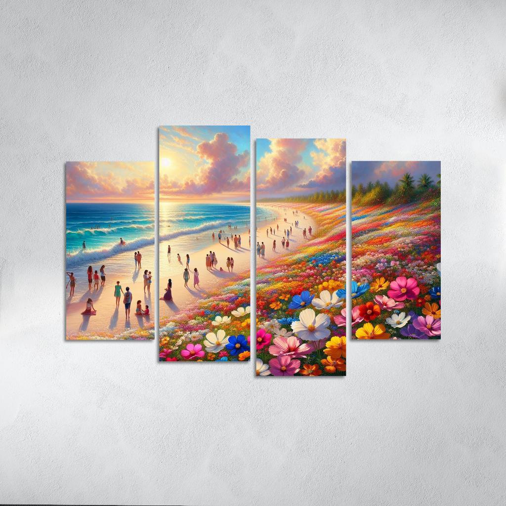 Wildflower Beach Natural Flora Haven Oil Paintings Frame