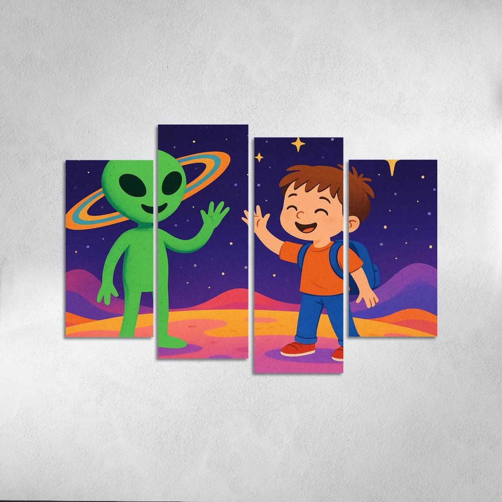 Alien Encounter - Outer Space Adventure Framed Paintings