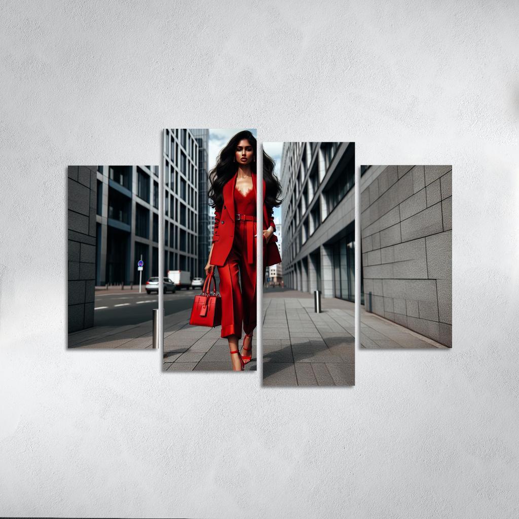 Bold Monochrome One-Color Outfits 4 Piece HD Canvas Wall Art-Original Frame