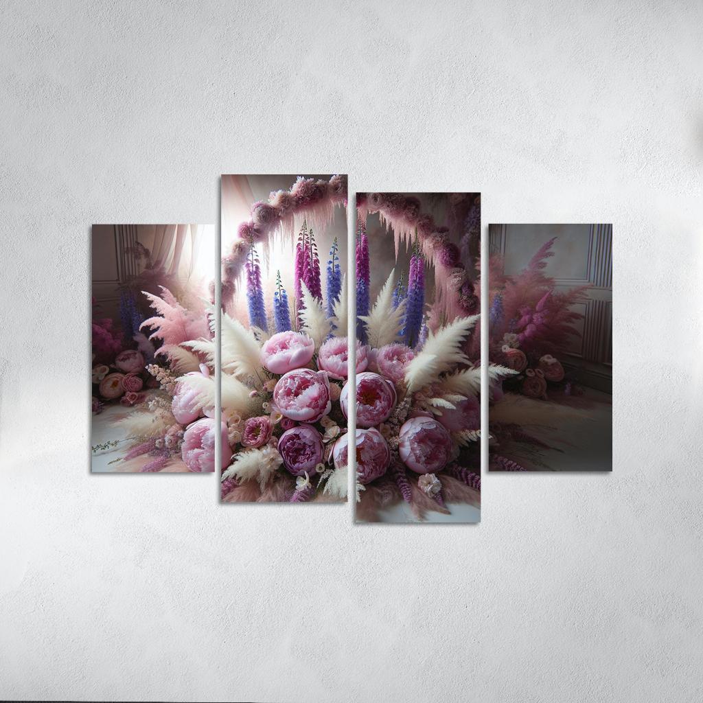 Ethereal Garden A Fairy Tale Floral Display 4 Piece HD Canvas Wall Art-Original Frame