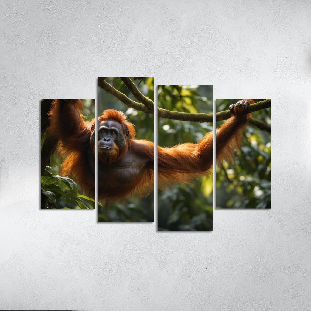 The Striking Bornean Orangutan The Gentle Giant Of The Jungle Modern Paintings Frame