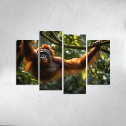 The Striking Bornean Orangutan The Gentle Giant Of The Jungle Modern Paintings Frame