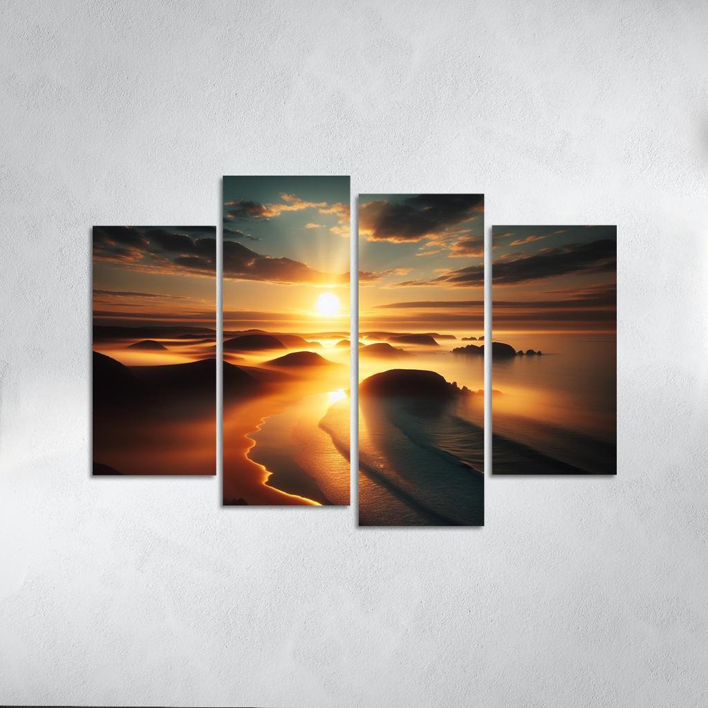 Morning Mist Beach Serene Sunrises Custom Paintings Frame