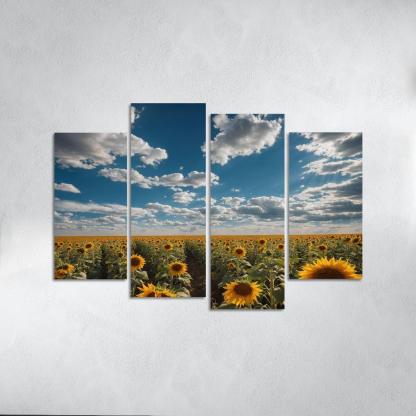 The Radiant Fields Of Golden Sunflowers Oil Paintings Frame