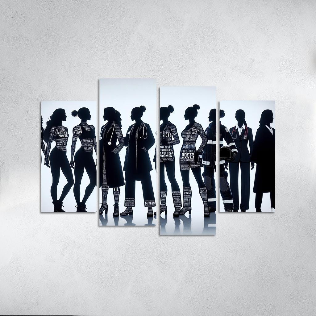 Voices of Change Empowering Women through Art 4 Piece HD Canvas Wall Art-Original Frame