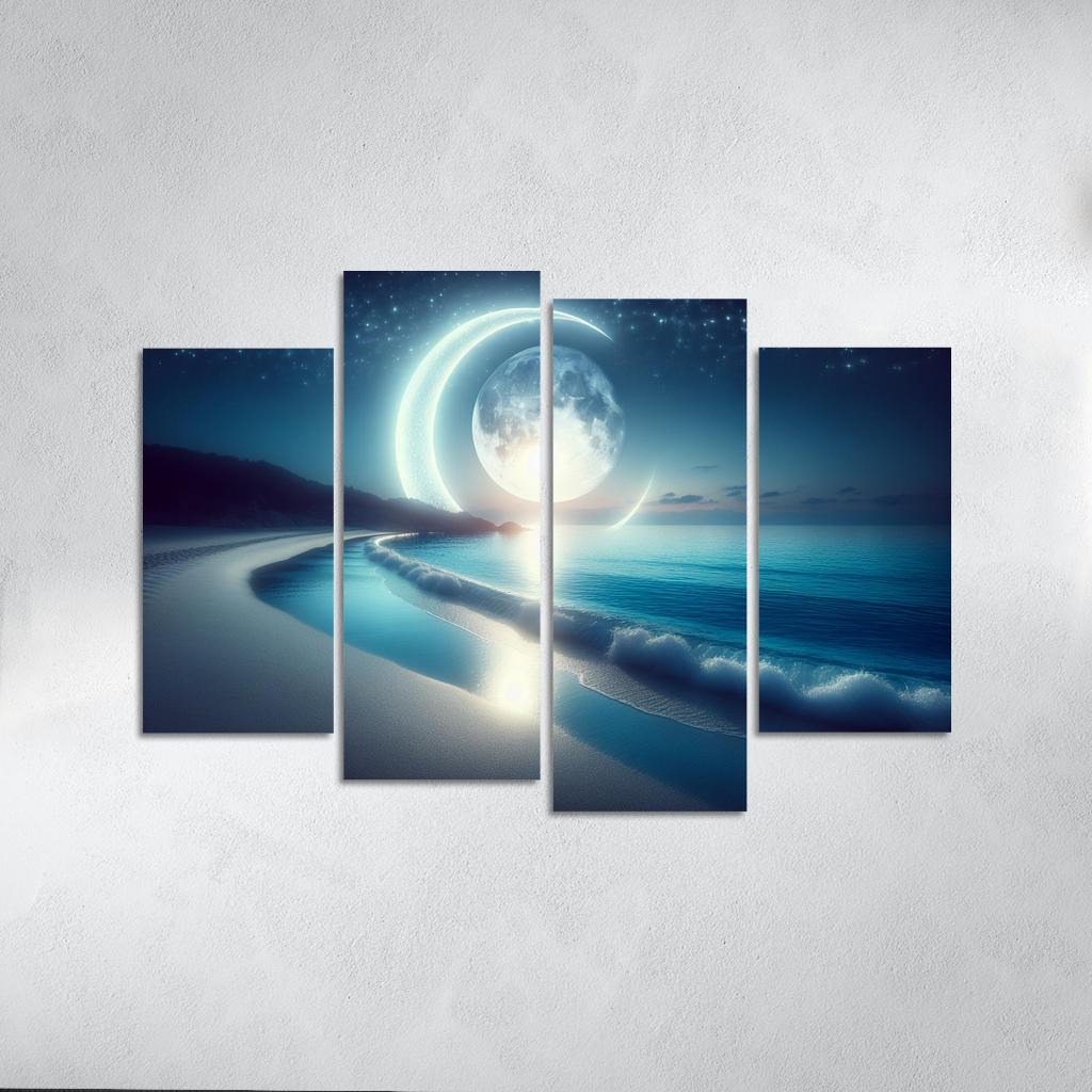 Crescent Moon Beach Lunar Views Abstract Paintings Frame