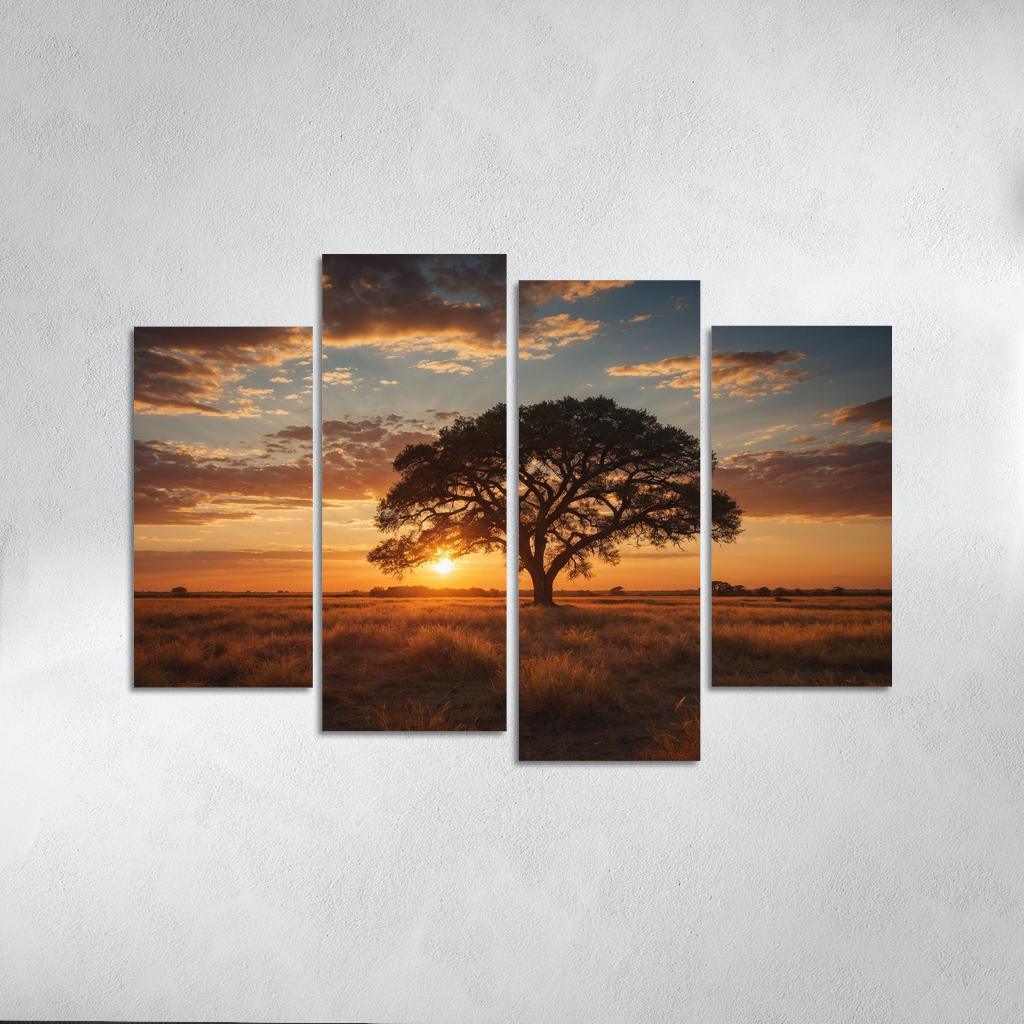 The Glowing Vistas Of Sunset Over The Plains Multi-panel Paintings