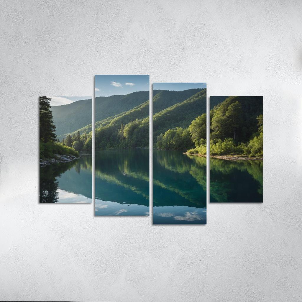 The Mesmerizing View Of Crystal Blue Lakes Oil Paintings Frame