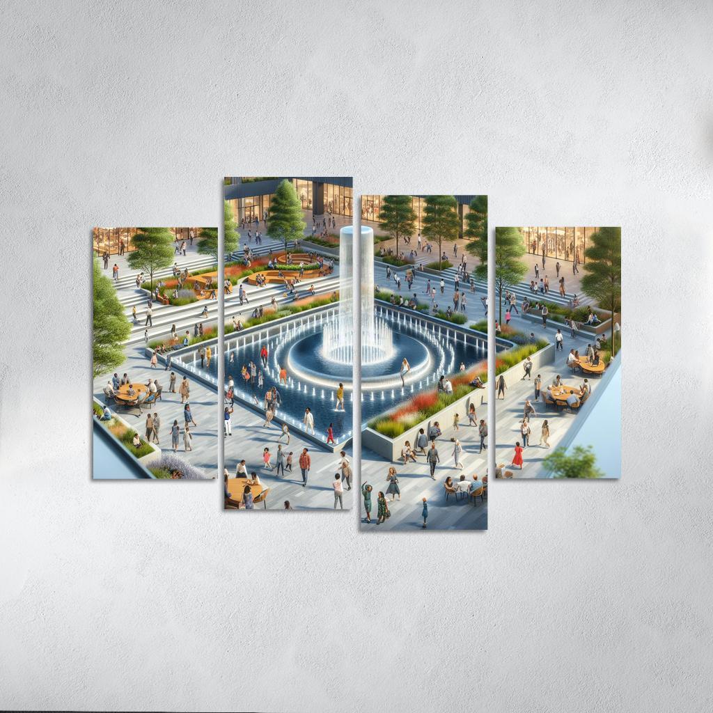 Dynamic Urban Water Features Custom Paintings Frame