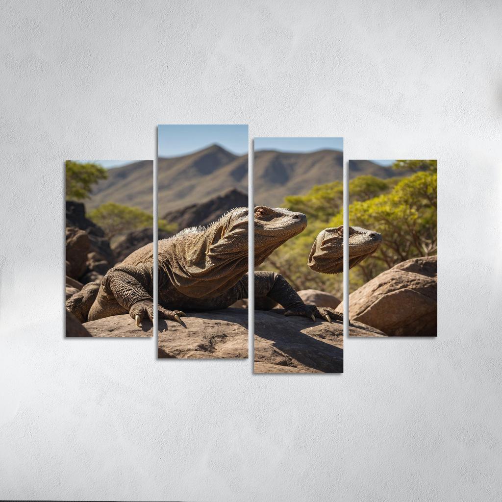 The Mysterious Komodo Dragon On An Island Trail Framed Paintings