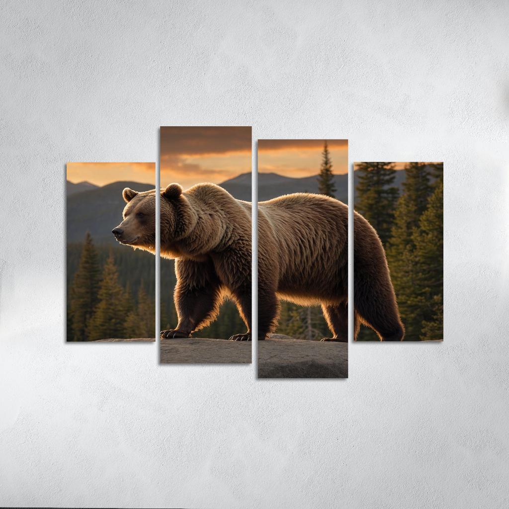 The Imposing Grizzly Bear In The Wilderness Canvas Paintings Frame