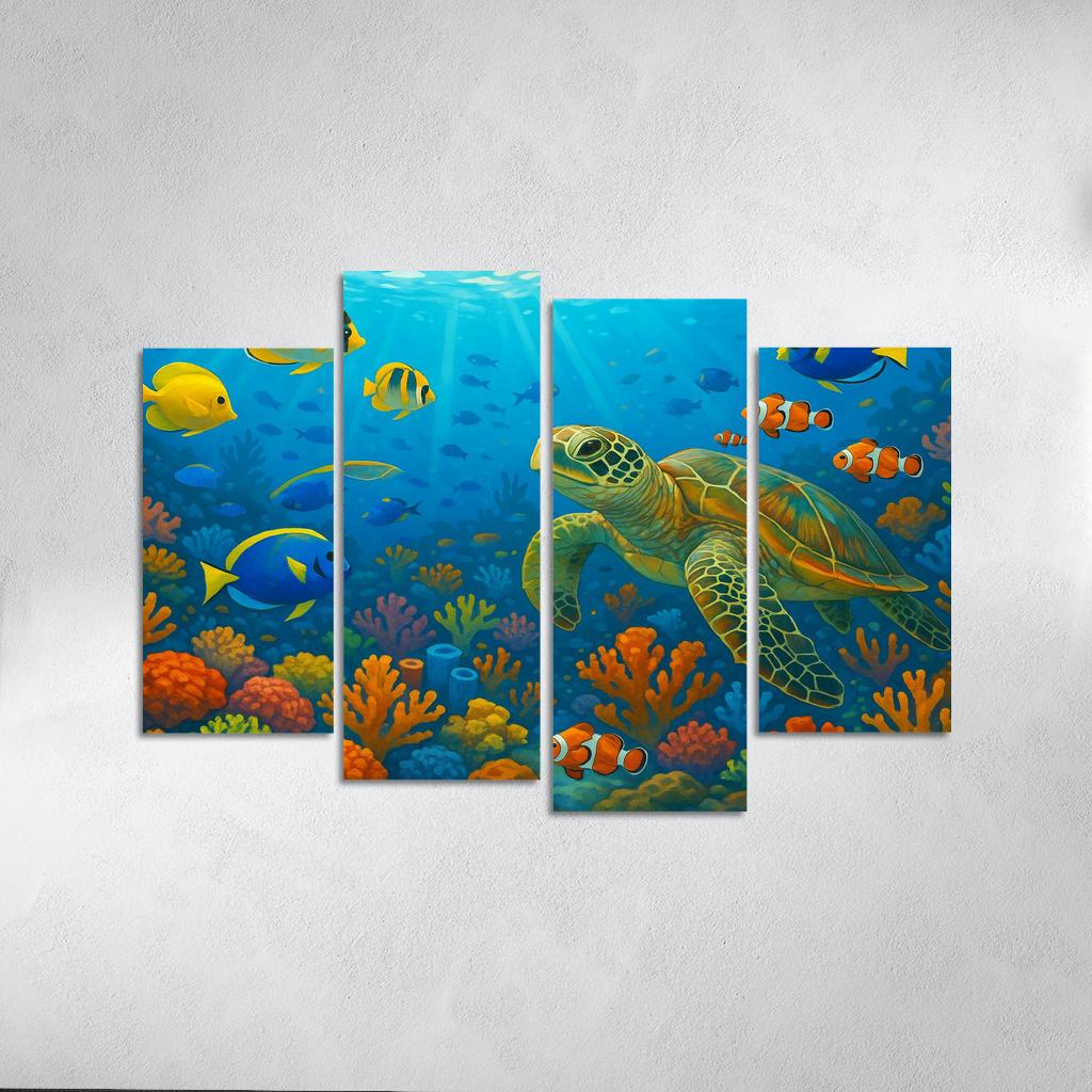 Ocean Wonders - Sea Creatures Exploration Framed Paintings