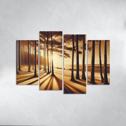Whispering Pines Forest Meets Shore Abstract Paintings Frame