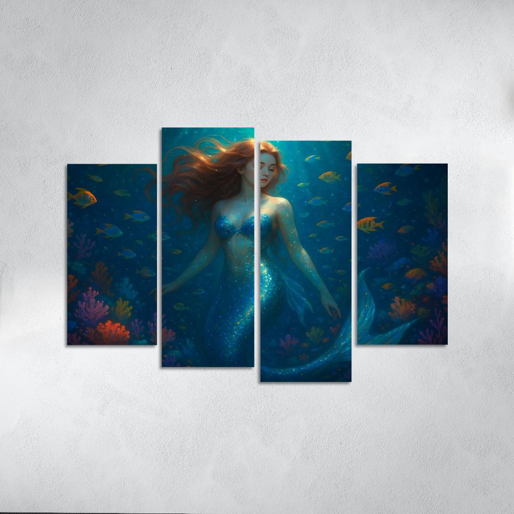 Magical Mermaid - Underwater Fantasy Tale Framed Paintings
