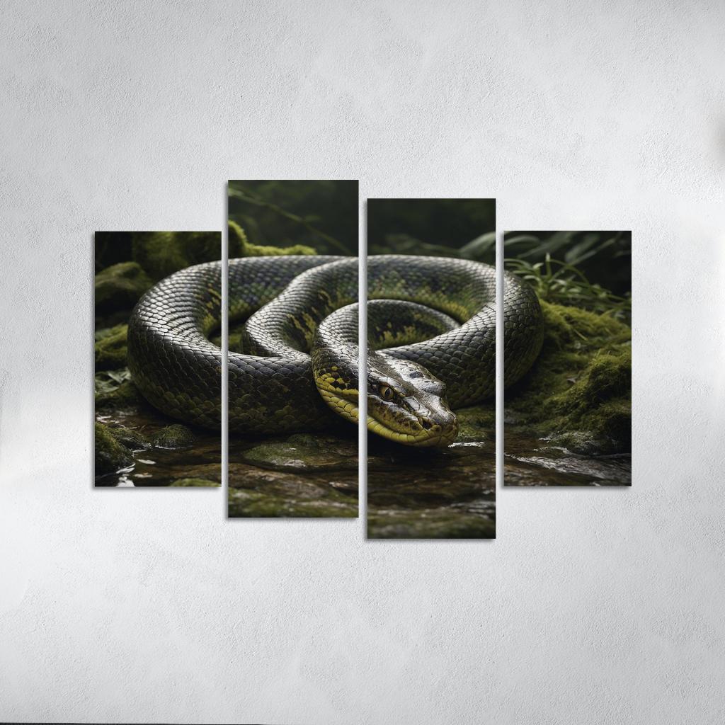 The Mysterious Green Anaconda Giant Of The Swamps Canvas Paintings Frame