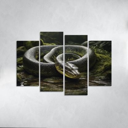The Mysterious Green Anaconda Giant Of The Swamps Canvas Paintings Frame