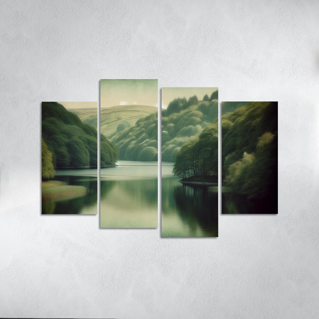 The Serene Vista Of Calm Lake Custom Paintings Frame