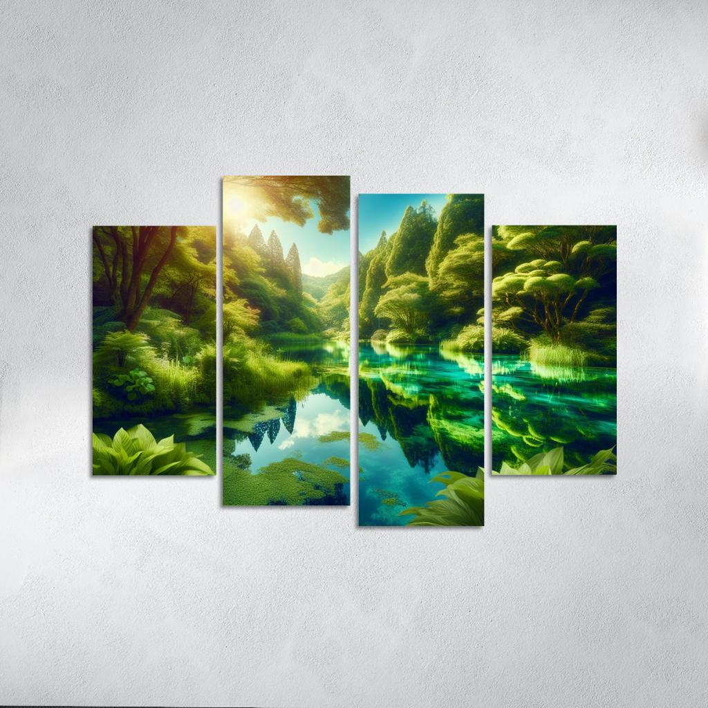 The Tranquil Reflections Of Serenity Pond Custom Paintings Frame