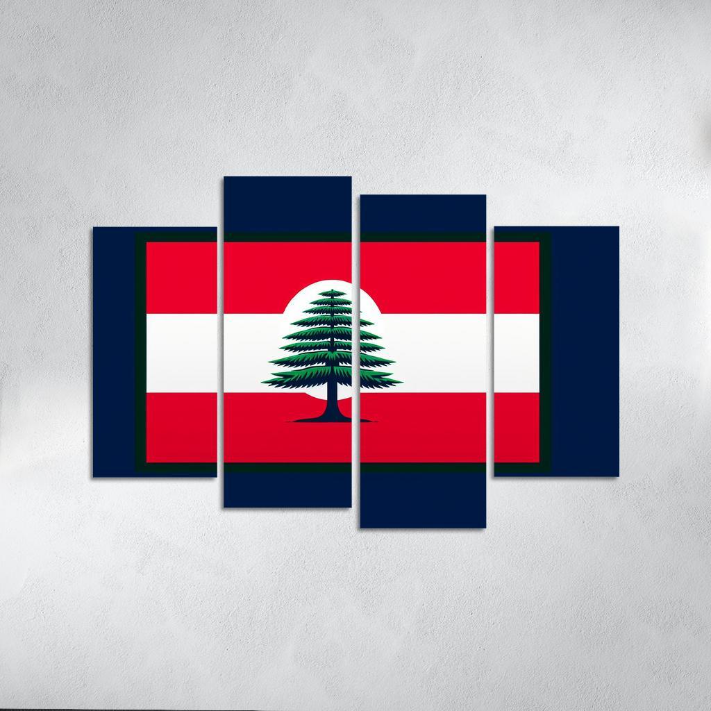 Emblem of Resilience The Flag of Lebanon 4 Piece HD Canvas Wall Art-Original Frame