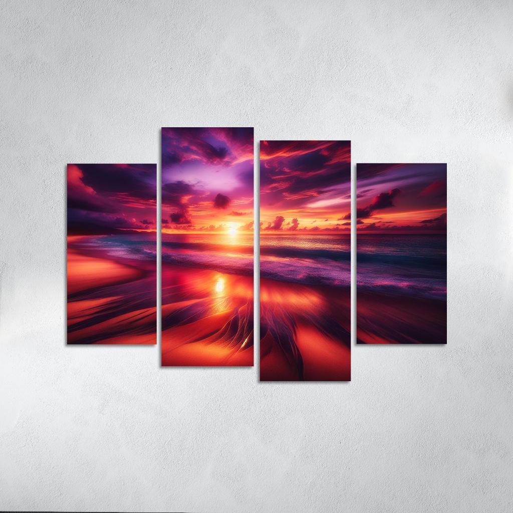 Sunset Viewpoint Beach Modern Paintings Frame