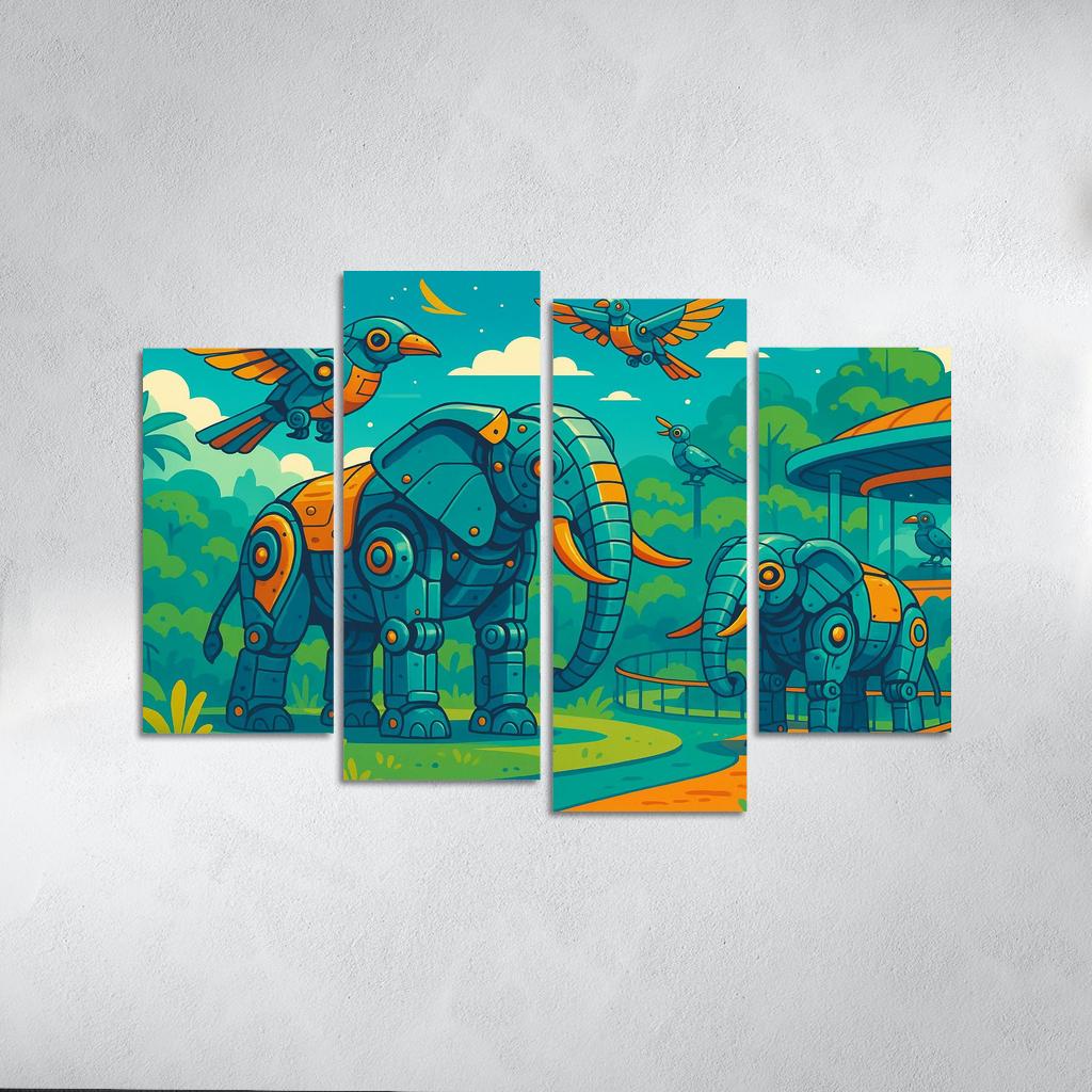 Robot Zoo - Mechanical Animal World Framed Paintings