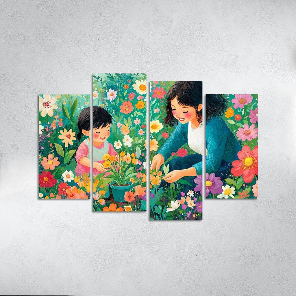 The Blooming Path A Mothers Nurturing Journey Canvas Paintings Frame