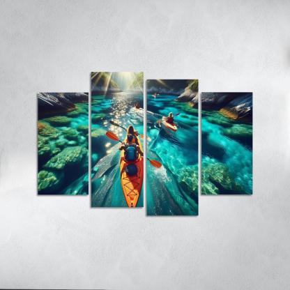 Glistening Waters Kayaking Paradise Abstract Paintings Frame