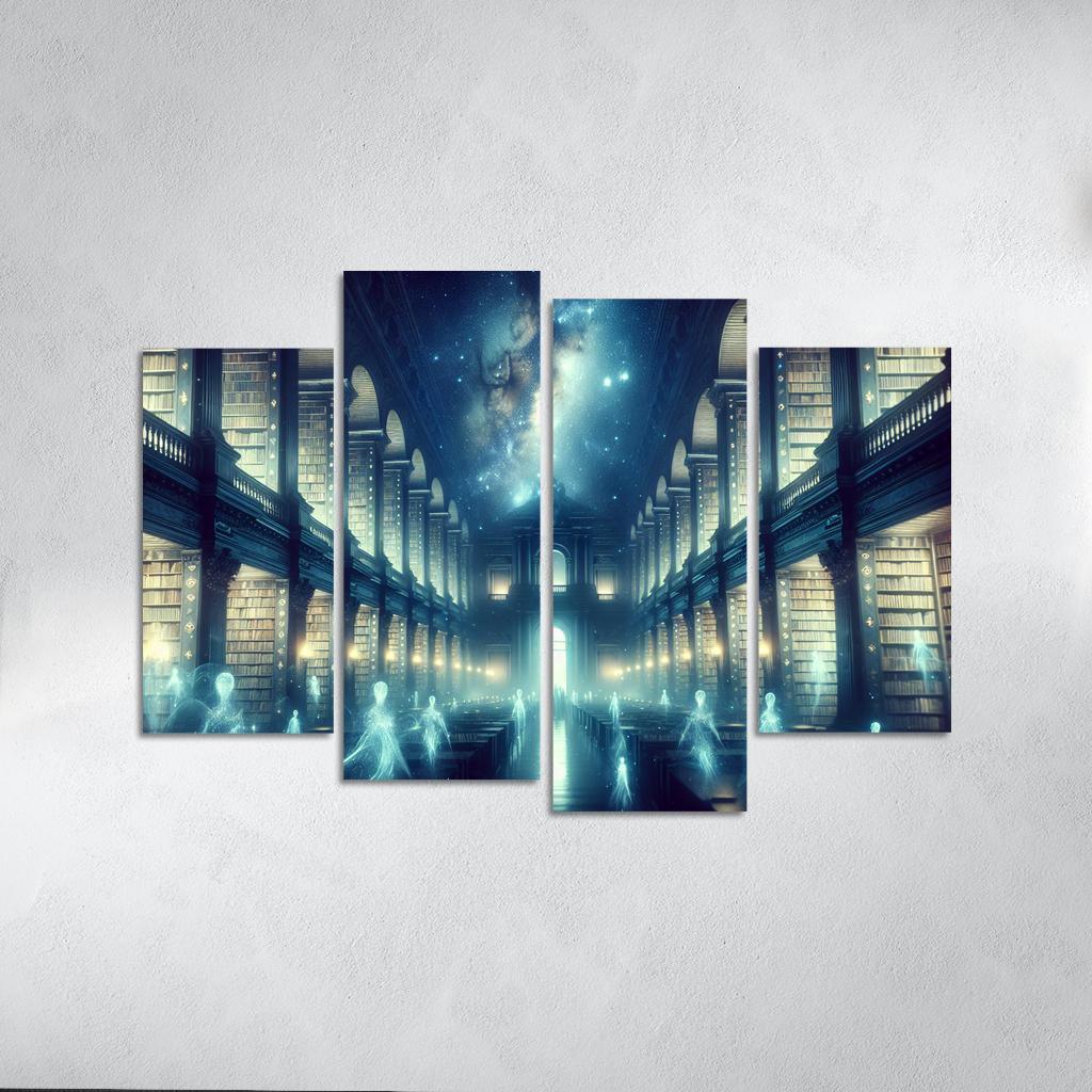 The Cosmic Library 4 Piece HD Canvas Wall Art-Original Frame