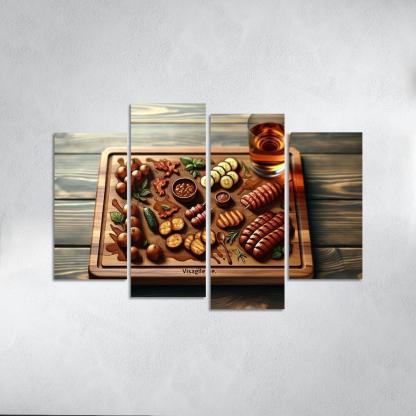 Artisan Wood Serving Board 4 Piece HD Canvas Wall Art-Original Frame