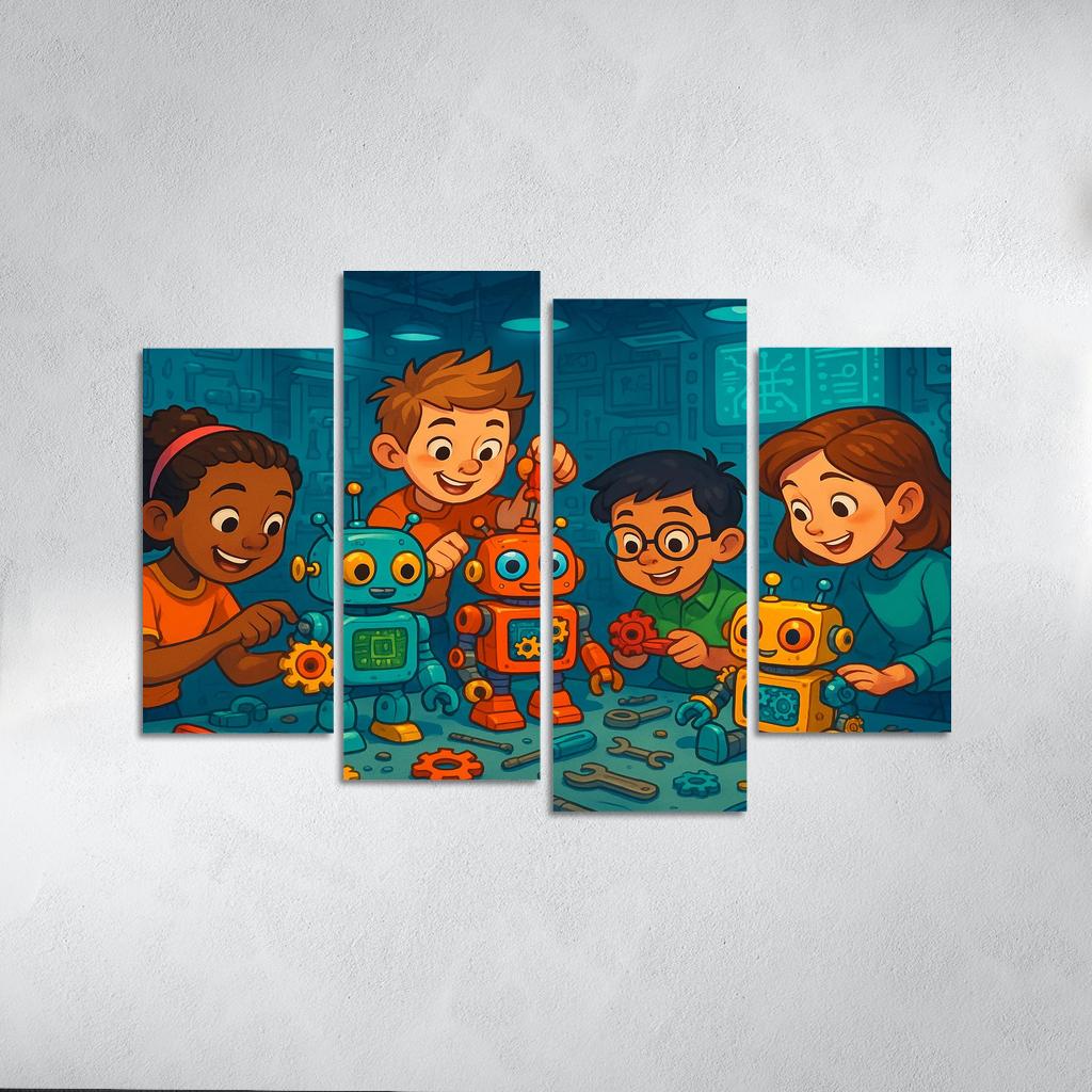 Robot Builders - Stem Creativity Panel Framed Paintings