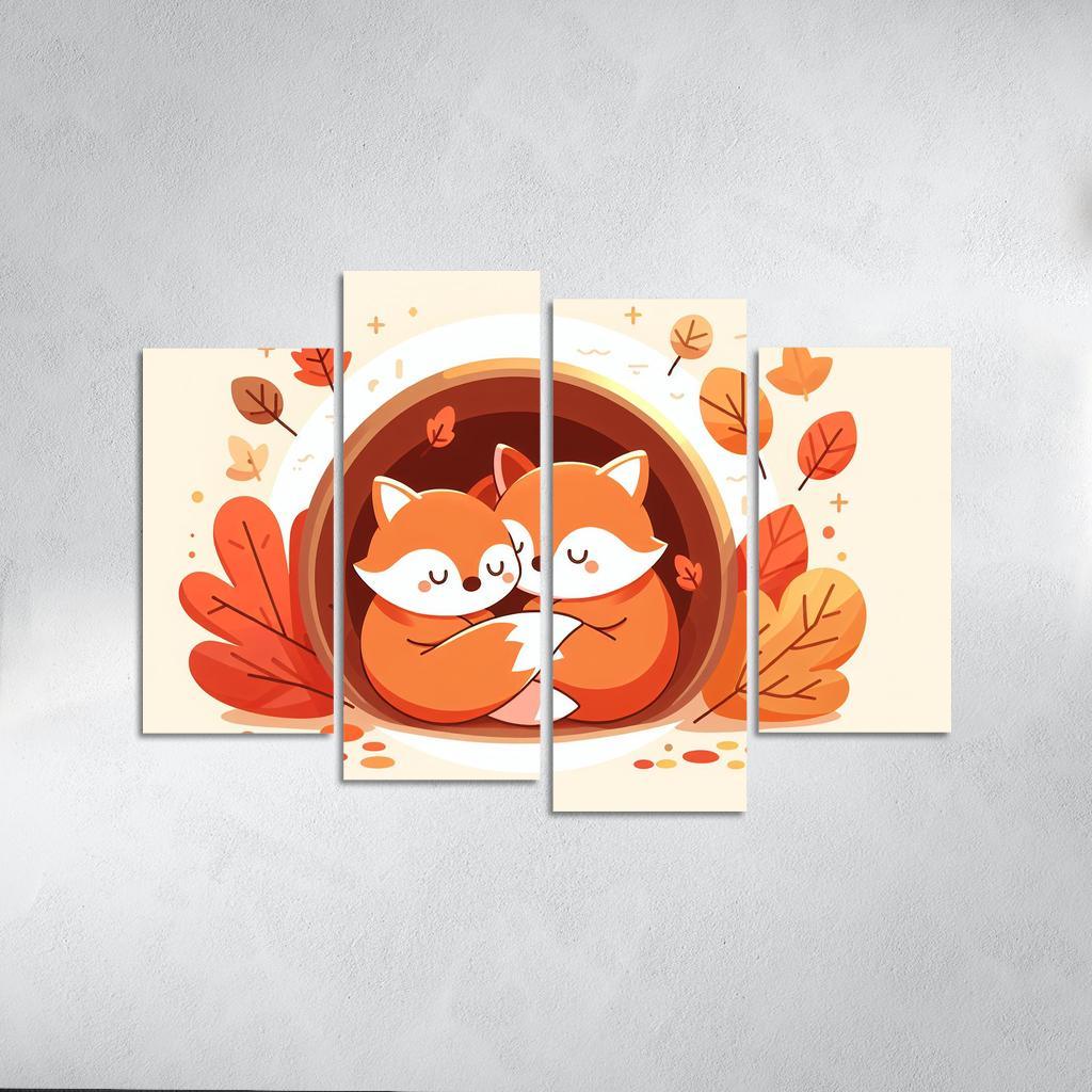 Friendly Foxes - Cozy Companions Framed Paintings